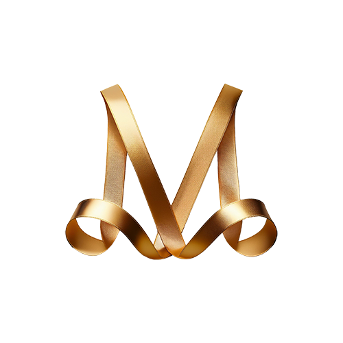 M-Logo in Geschenkband-Optik